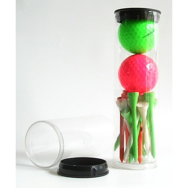 Visipak PermaSeal Pak-TW-1.750-0.012-PETG-CLEAR-6.375-STOCK-2 GOLF BALL TUBE W/LONG TEE-FITS 2 BALLS AND 3- 265423 - main